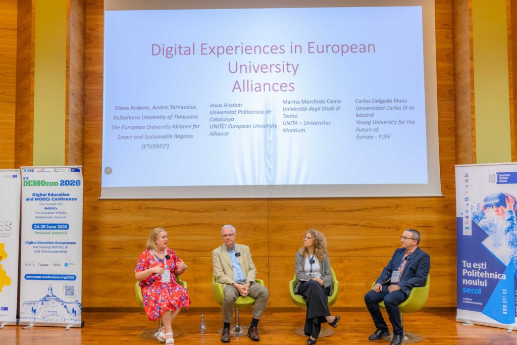 A panel discusión at a conference