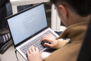 Student with computer